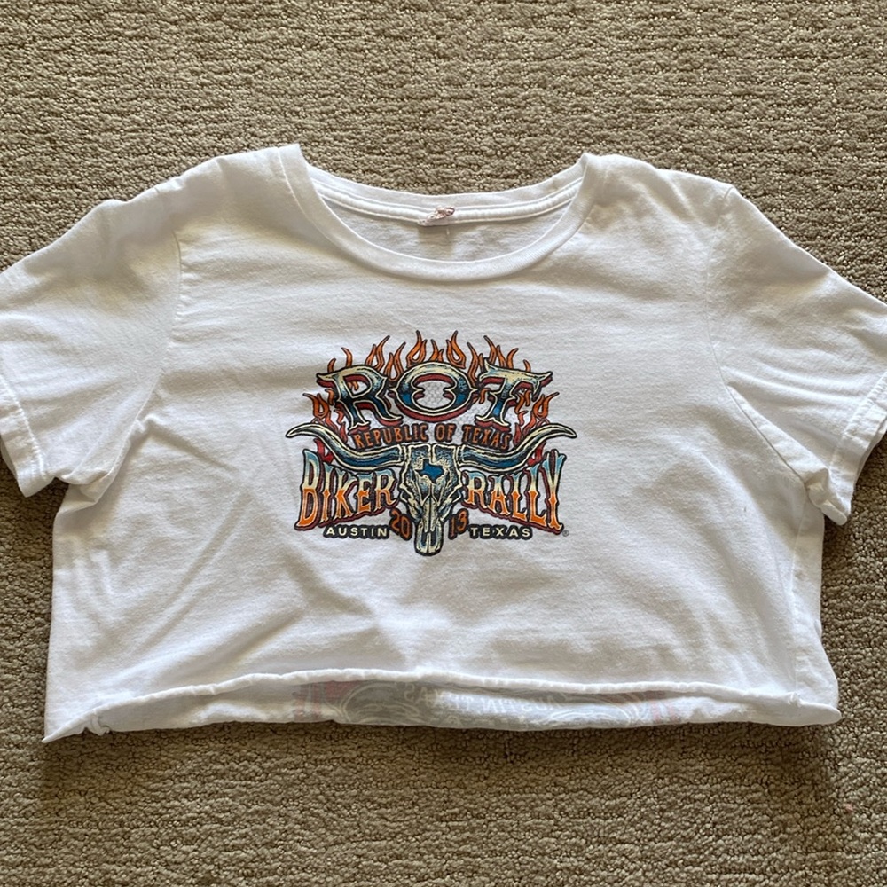 Cropped Graphic Biker Tee